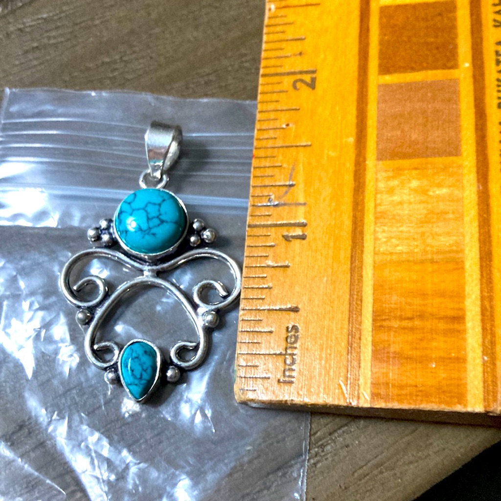 Handmade Silver Pendant Stone Is Turquoise